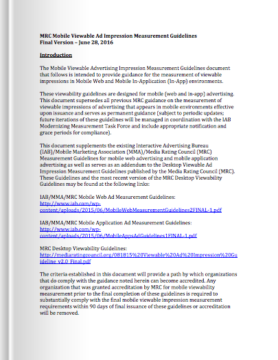 Mobile Viewable Ad Impression Measurement Guidelines