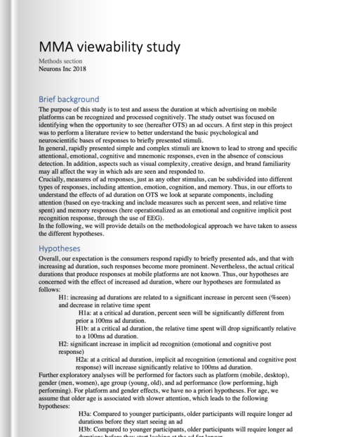 MMA Mobile Cognition Study - Methodology